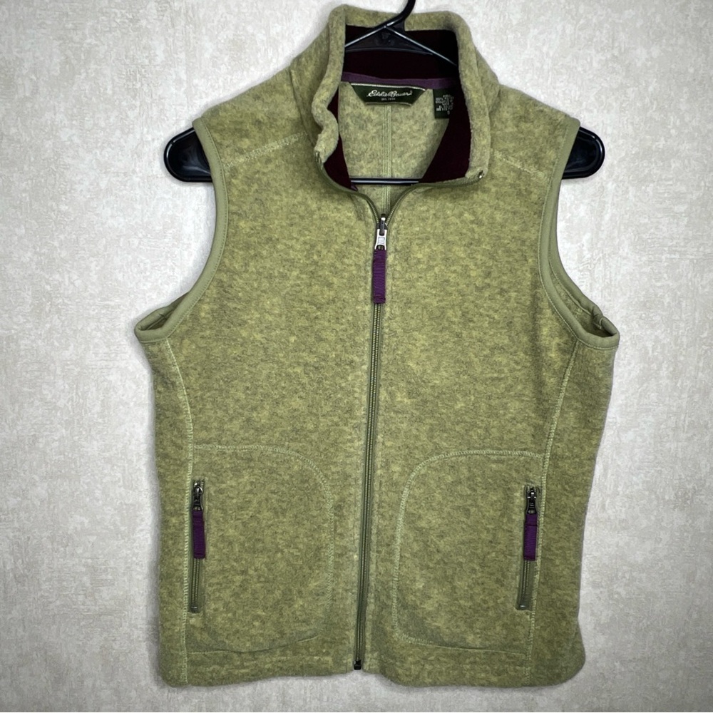 Eddie Bauer Womens Size Small Polartec Fleece Vest Green Full Zip Pockets S